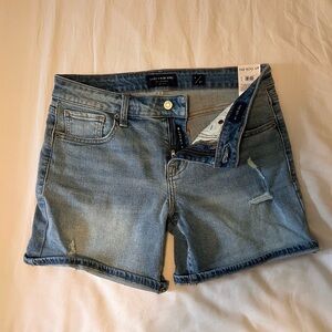 Lucky Brand denim shorts. Lightly distressed, faded blue wash. NWT, never worn.